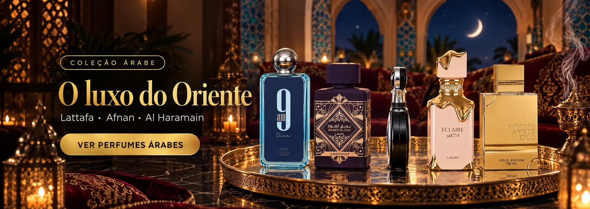 O luxo do Oriente: perfumes árabes 9AM Dive, Bade'e Al Oud Amethyst, Fakhar Black, Eclaire e Amber Oud Gold Edition. Ver perfumes árabes