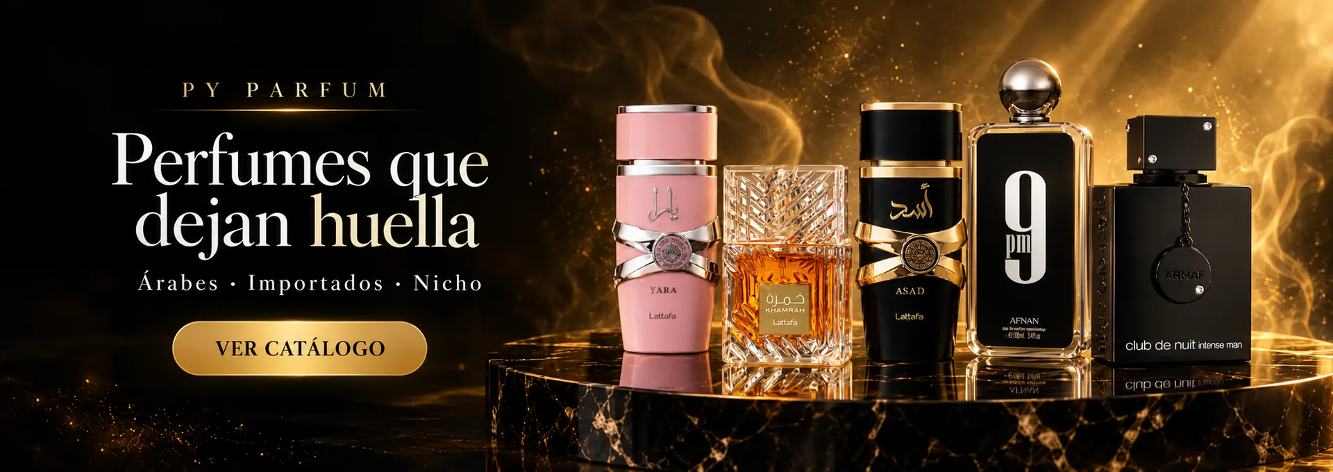 Perfumes que dejan huella: árabes, importados y nicho — Yara, Khamrah, Asad, 9PM y Club de Nuit Intense Man. Ver el catálogo